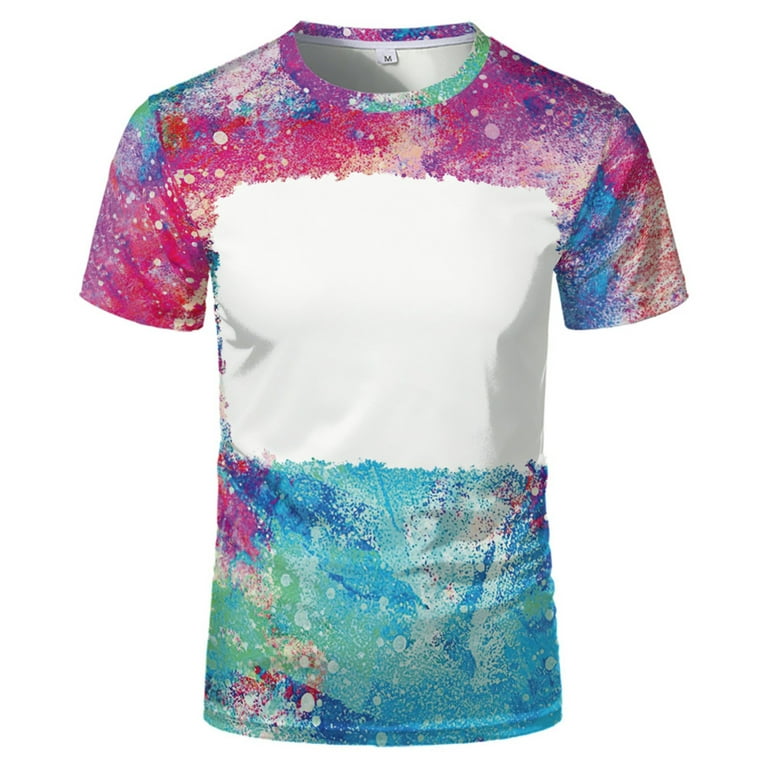Wholesale!!!Sublimation Bleached Rainbow Shirts Blank Heat