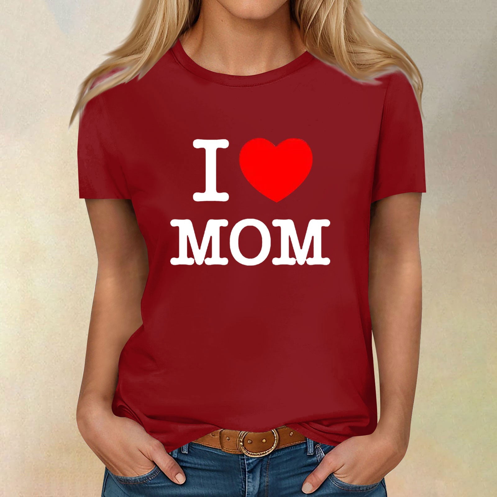 Boy Mom Era T-Shirt For Women - Funny Mama Letter Print, Short Sleeve Casual Top, Cotton Blend
