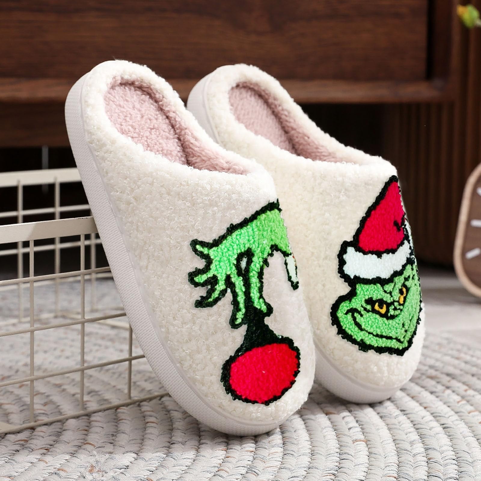 TKing Fashion Slippers for Women Men Grinch Elk Slide Slippers Cozy