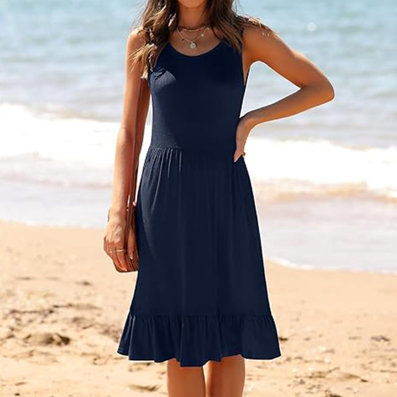 Robe Soleil GAP Bleu Marine Taille 2 - Sans Manches, Taille élastique - Femme