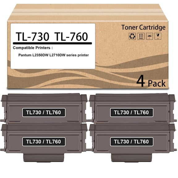 TL-760 TL-730 Compatible Toner Cartridge TL760 TL730 Black Toner Replacement for Pantum L2350DW L2710DW Series Printer (4Pack, 3000 Pages)