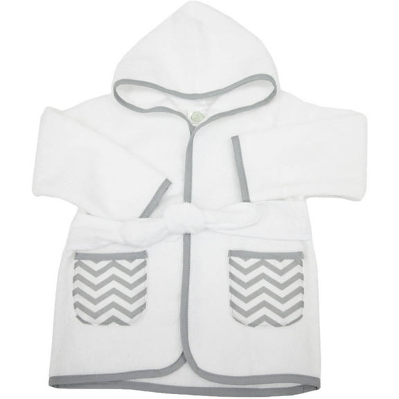 TL Care 0-9 Months Baby Bathrobe Made with Organic Cotton, Gray Zigzag