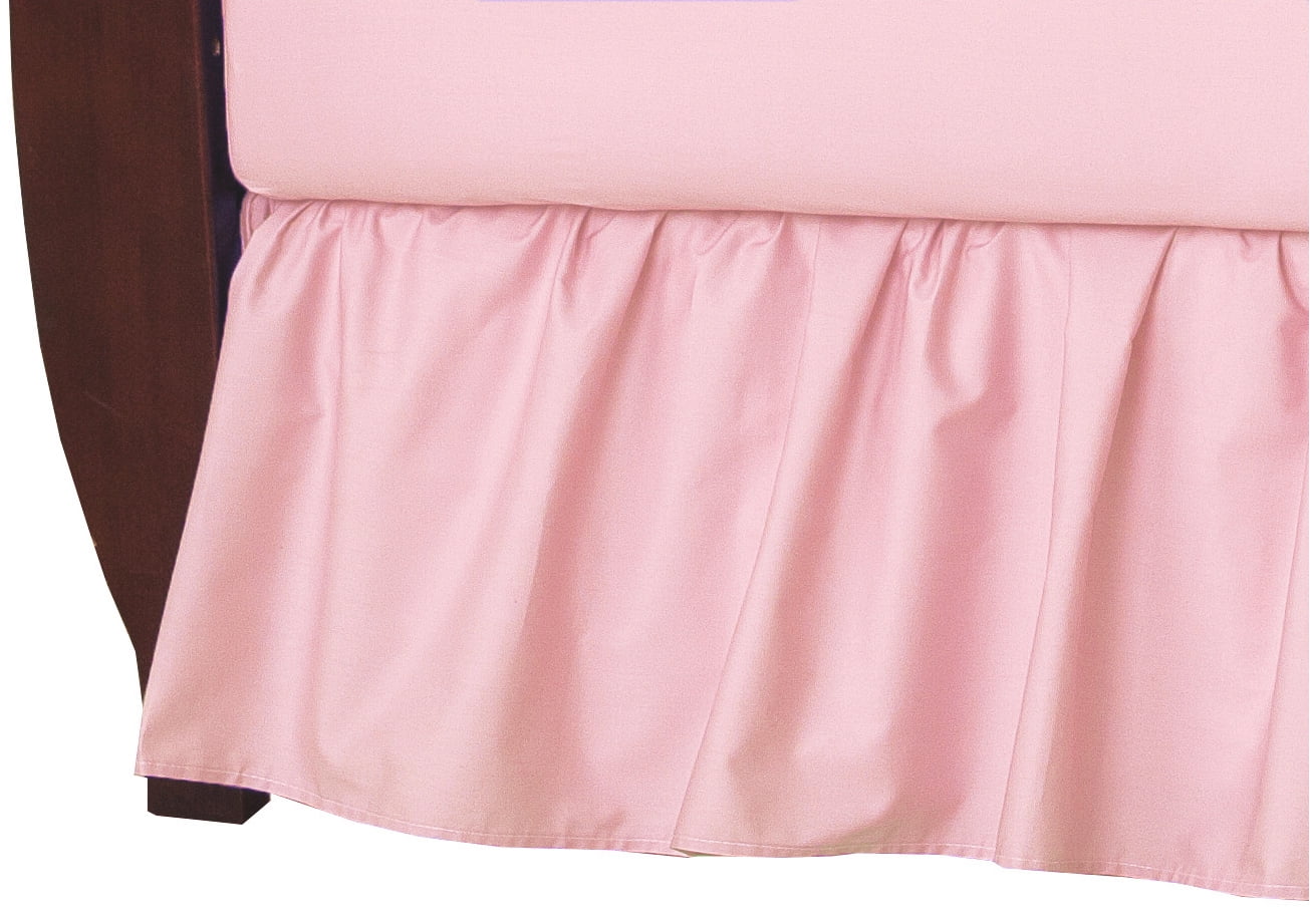 TL Care 100 Natural Cotton Percale Crib Bed Skirt, Pink, Soft
