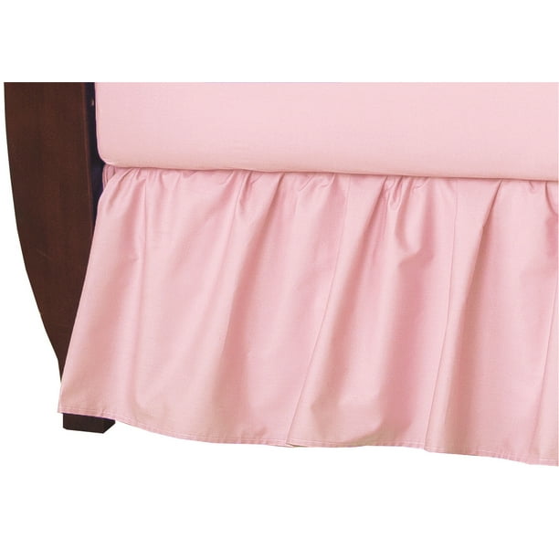TL Care 100 Natural Cotton Percale Crib Bed Skirt, Pink, Soft