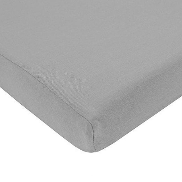 TL Care 100% Natural Cotton Value Jersey Knit Fitted Pack N Play Playard Sheet, Gray, Soft Breathable, for Boys and Girls