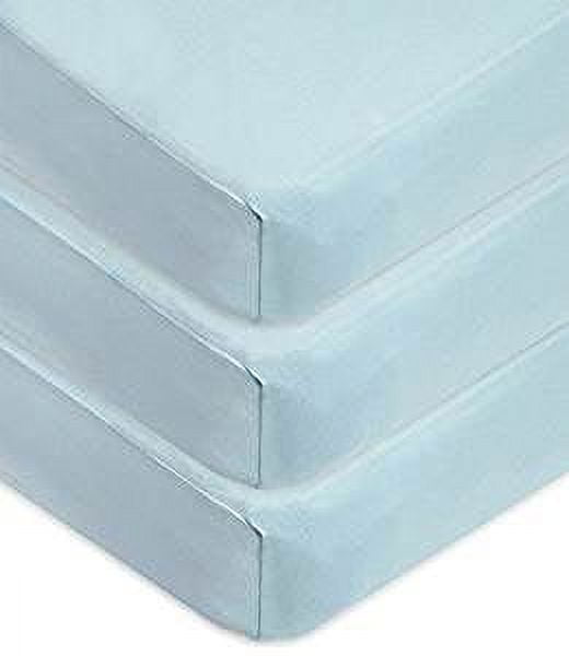 TL Care 3 Pack 100% Natural Cotton Fitted Crib Sheets 52" x 28" - Soft, Breathable, Hypoallergenic & Gentle Toddler Bed Sheets, Blue, Neutral for Boys & Girls