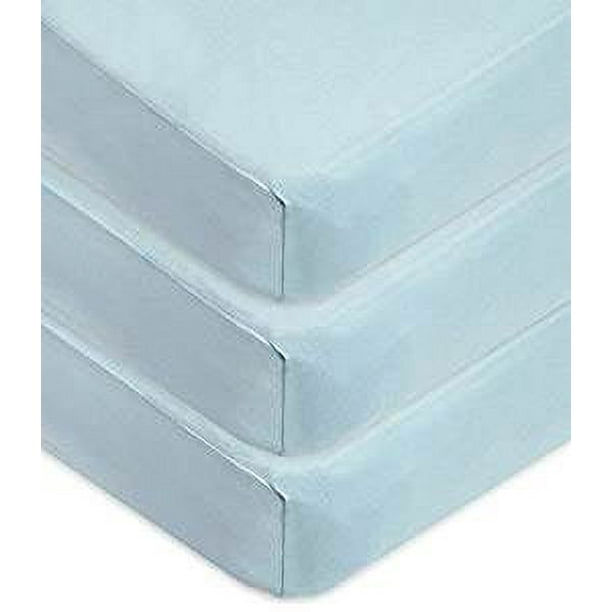 TL Care 3 Piece 100 Cotton Jersey Knit Fitted Crib Sheet, Blue