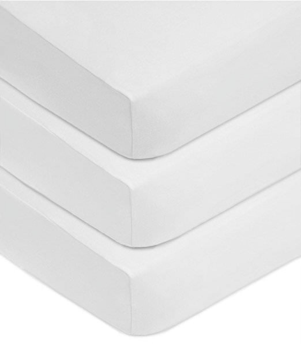 TL Care 3 Pack 100% Natural Cotton Fitted Crib Sheets 52" x 28" - Soft, Breathable, Hypoallergenic & Gentle Toddler Bed Sheets, White, Neutral for Boys & Girls