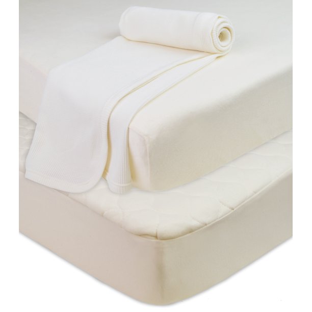 TL Care Crib and Toddler Organic Cotton Bundle Mattress Pad, Fitted