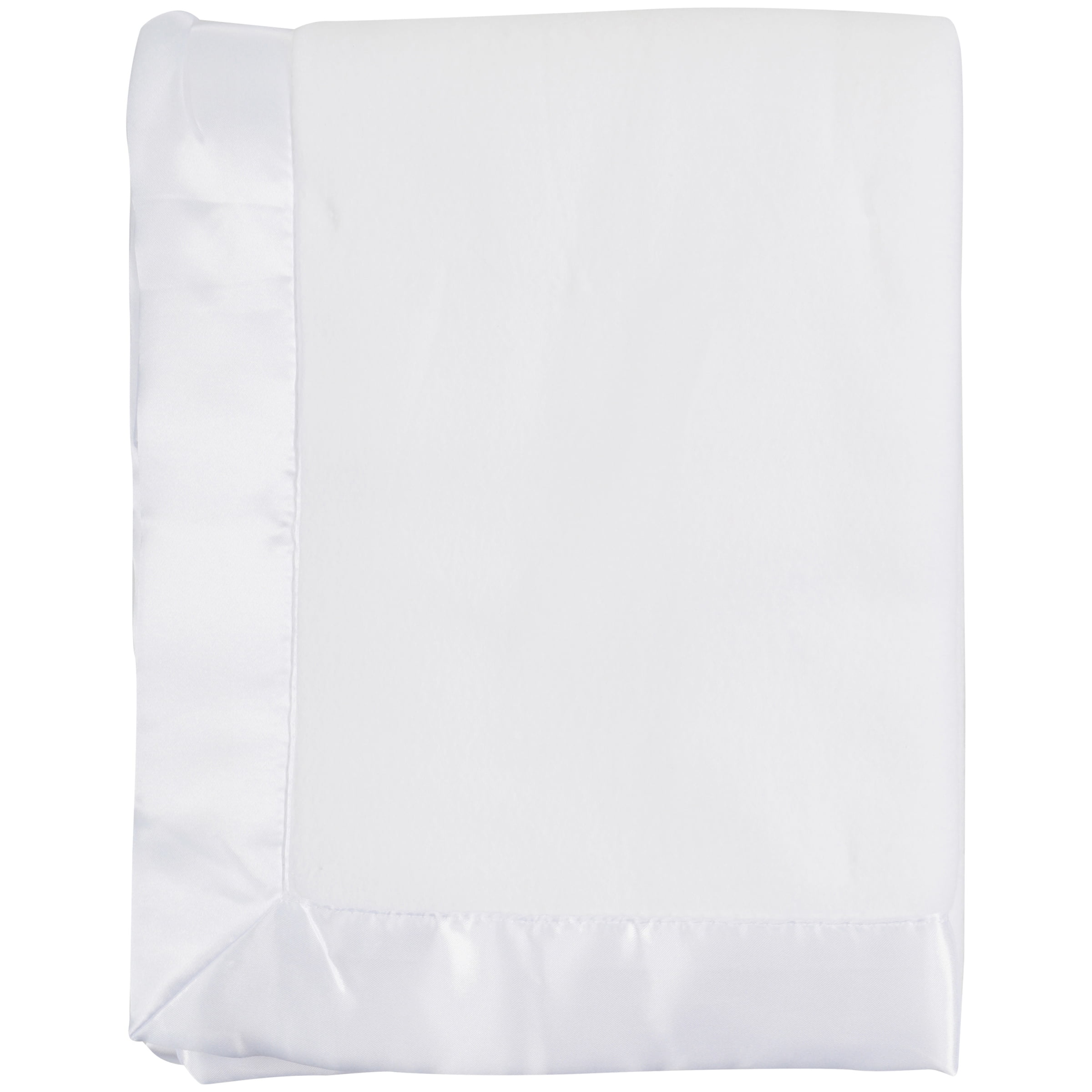 TL CARE INC TL Care Fleece Blanket with Silk-Like Satin Trim, Soft, Warm & Cozy, White, 30" x 40" for Boys and Girls, Perfect for Baby Carrier, Stroller, Travel and Gifting