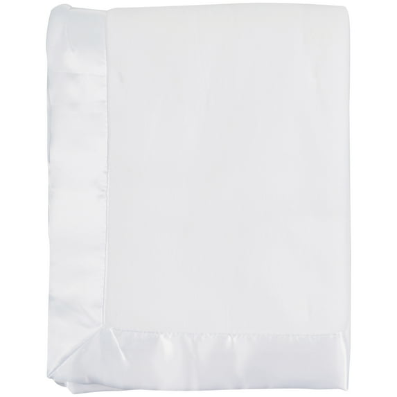 TL Care Fleece Blanket with Silk-Like Satin Trim, Soft, Warm & Cozy, White, 30" x 40" for Boys and Girls, Perfect for Baby Carrier, Stroller, Travel and Gifting