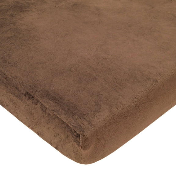 TL Care Heavenly Soft Chenille Fitted Mini Crib Sheet 24" x 38", Warm and Cozy Chenille Portable Sheet, Chocolate, for Boys and Girls, Fits Most Pack N Play Mattresses