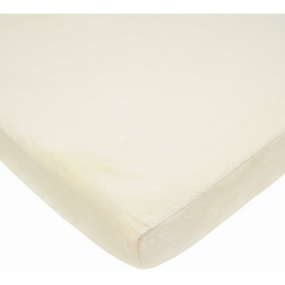 TL Care Heavenly Soft Chenille Fitted Mini Crib Sheet 24" x 38", Warm and Cozy Chenille Portable Sheet, Cream, for Boys and Girls, Fits Most Pack N Play Mattresses