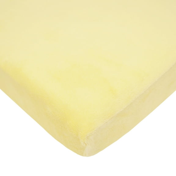 TL Care Heavenly Soft Chenille Fitted Mini Crib Sheet 24" x 38", Warm and Cozy Chenille Portable Sheet, Maize, for Boys and Girls, Fits Most Pack N Play Mattresses