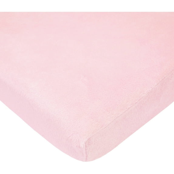 TL Care Heavenly Soft Chenille Fitted Mini Crib Sheet 24" x 38", Warm and Cozy Chenille Portable Sheet, Pink, for Boys and Girls, Fits Most Pack N Play Mattresses