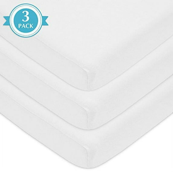 TL Care 3 Pack 100% Natural Cotton Fitted Pack and Play Sheets 39" x 27" - Soft & Breathable Pack N Play Sheets for Playard & Mini Crib Mattress, White, for Boys & Girls