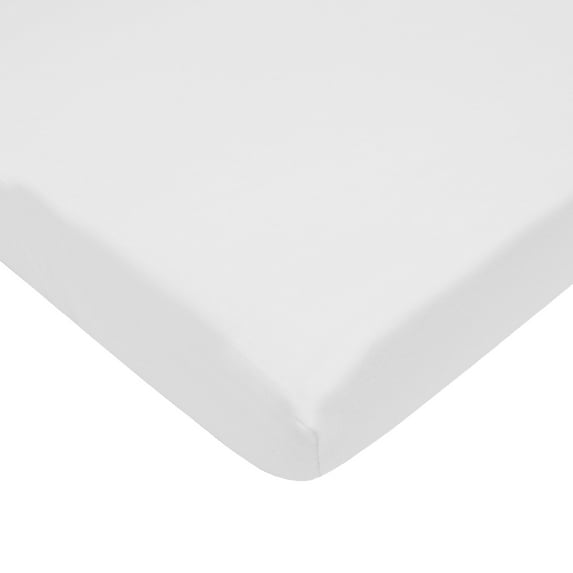 TL Care Inc Cotton White Solid Print Cotton Fitted Sheet, Cradle Size