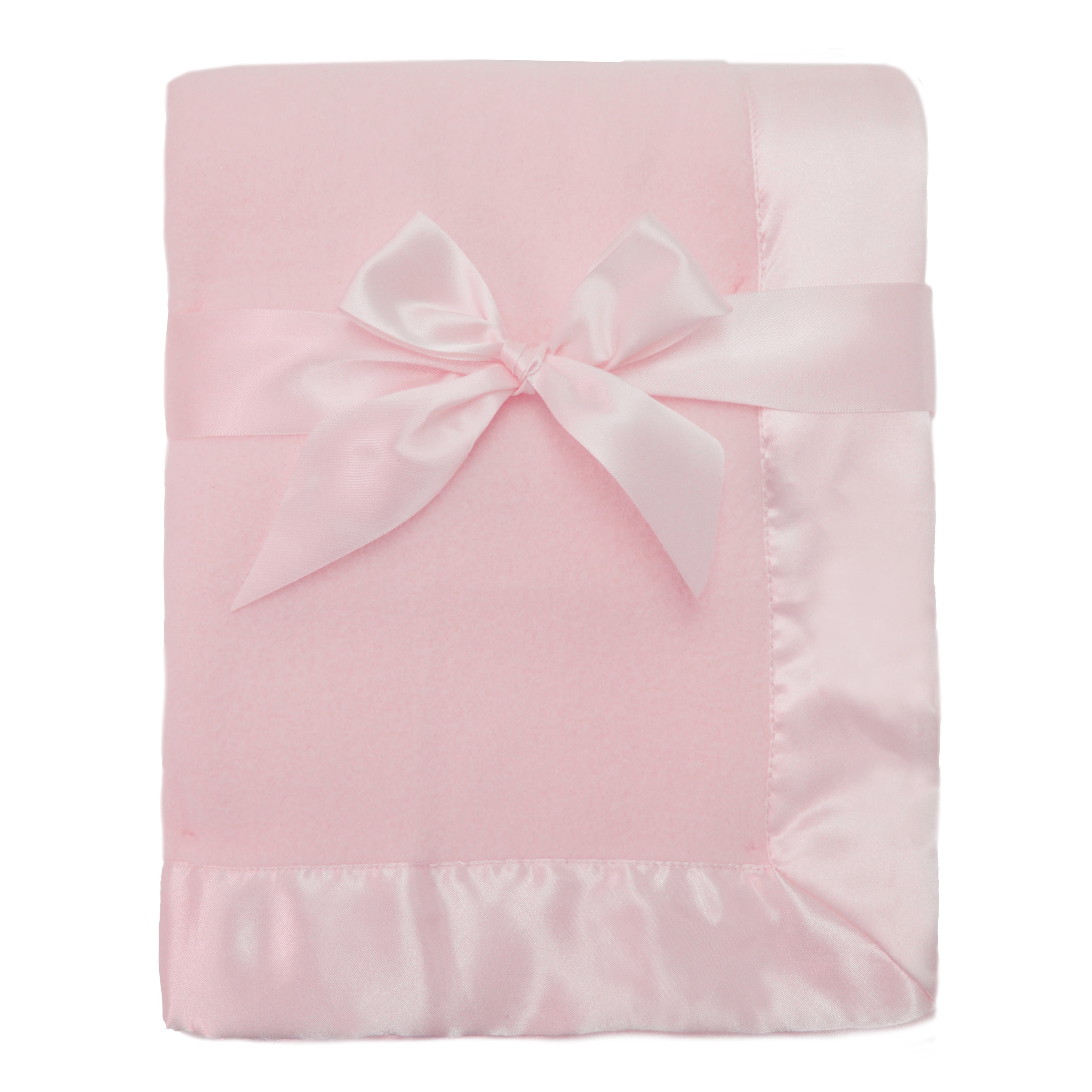 TL CARE INC TL Care Fleece Blanket with Silk-Like Satin Trim, Soft, Warm & Cozy, Pink, 30" x 40" for Boys and Girls, Perfect for Baby Carrier, Stroller, Travel and Gifting