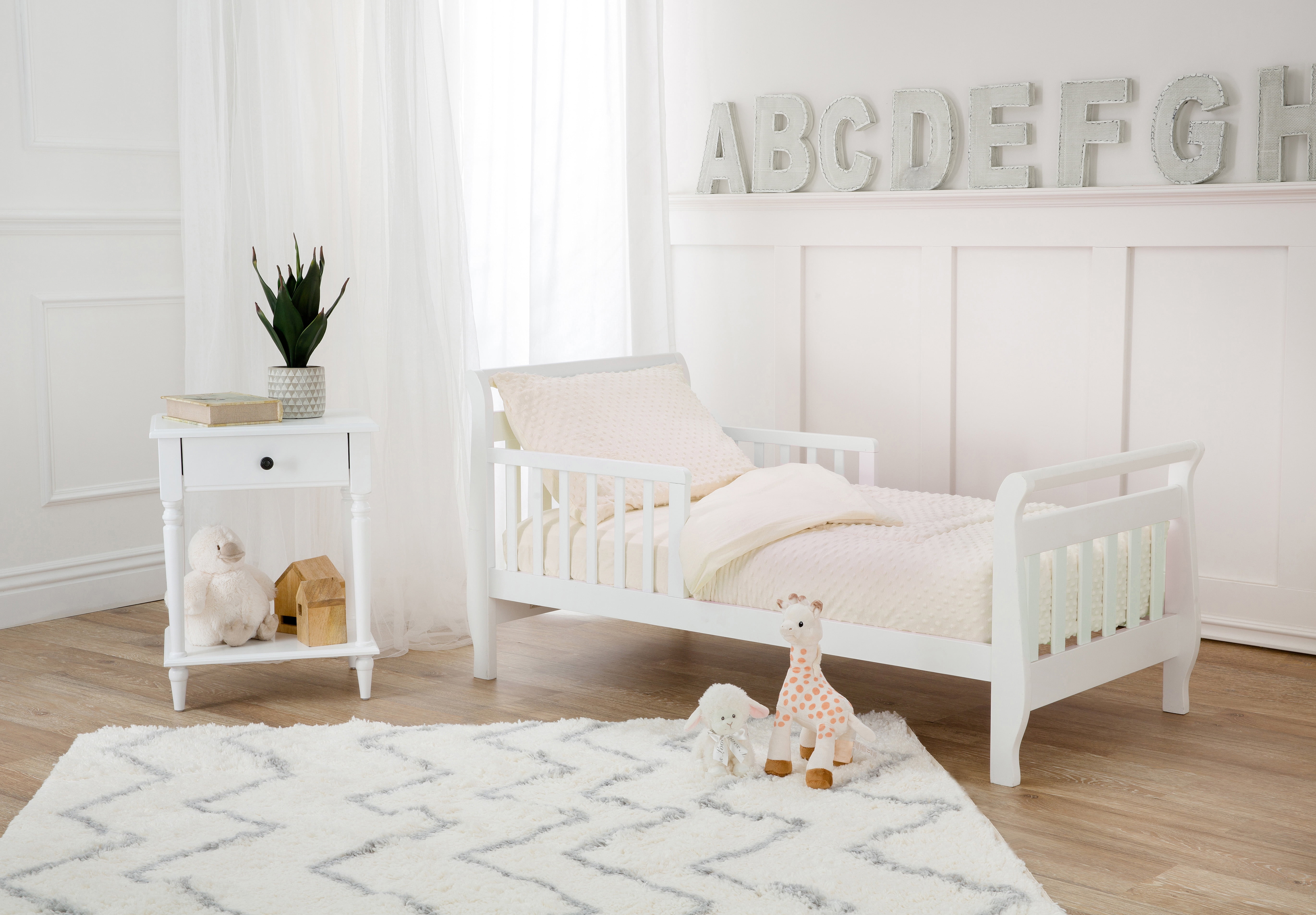TL Care Minky Dot Chenille 4-Piece Toddler Bedding Set, Ecru