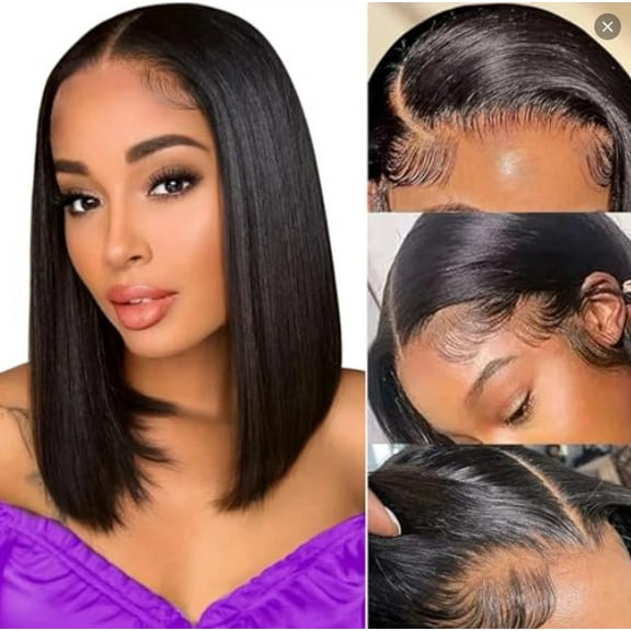 TL Hot-Selling Front Lace Bob Wig European and American New Black Middle Part Synthetic Short Straight Wig