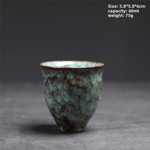 TL New Ceramic Small Tea Cup Kiln Change Ceramic Cup Kung Fu Tea Cup Coarse Ceramic Small Capacity Tea Cup Tasting Cup Retro Master Cup