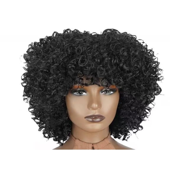 TL New European and American Fashion Women's Short Curly Hair Fluffy Short Small Curly Hair Bangs Small Curly Hair Wig