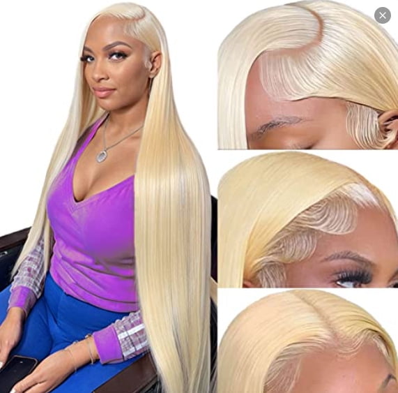 TL New European and American Style Women's Lace Front Synthetic Wig Light Blonde Long Straight Hair