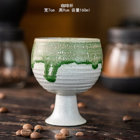 TL New Kiln-Change Ceramic Cup High-Stem Wine Glass Retro Small Capacity Wine Glass High-Value Mug Espresso Cup