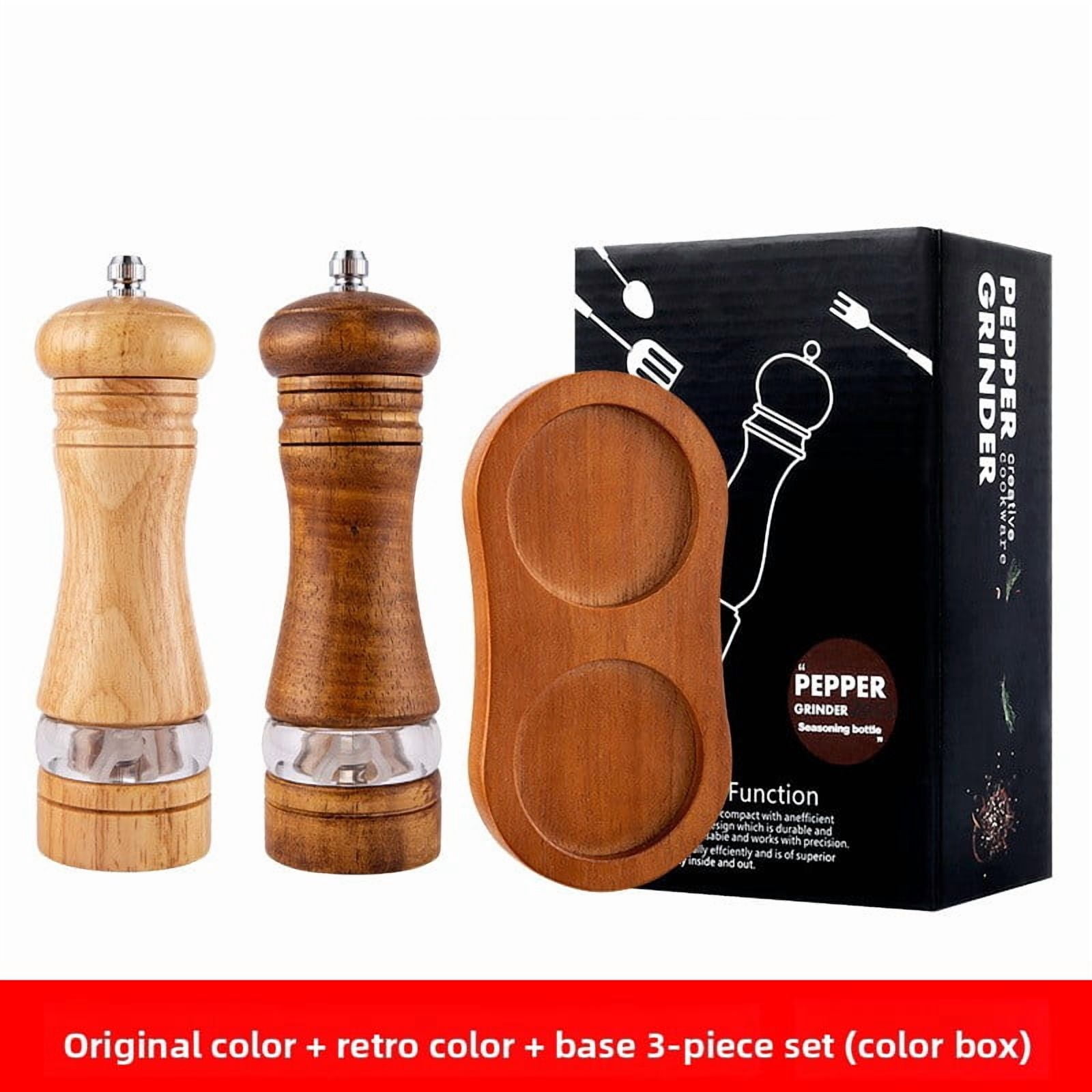 TL New Manual 6inch Pepper Grinder Rubber Wood Sichuan Pepper Sea Salt Freshly Ground Pepper Powder Seasoning Jar Spice Grinder Bottle