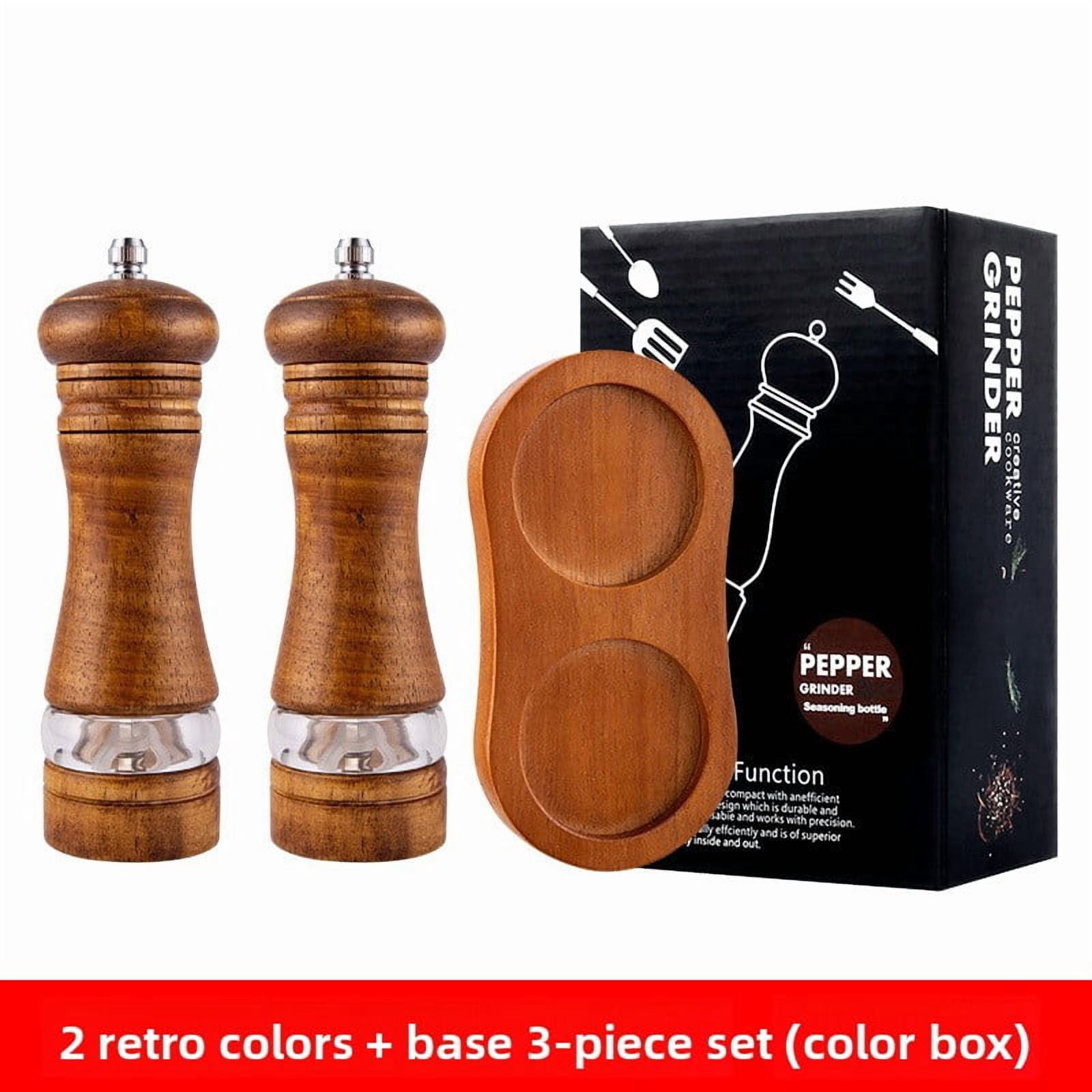 TL New Manual 6inch Pepper Grinder Rubber Wood Sichuan Pepper Sea Salt Freshly Ground Pepper Powder Seasoning Jar Spice Grinder Bottle