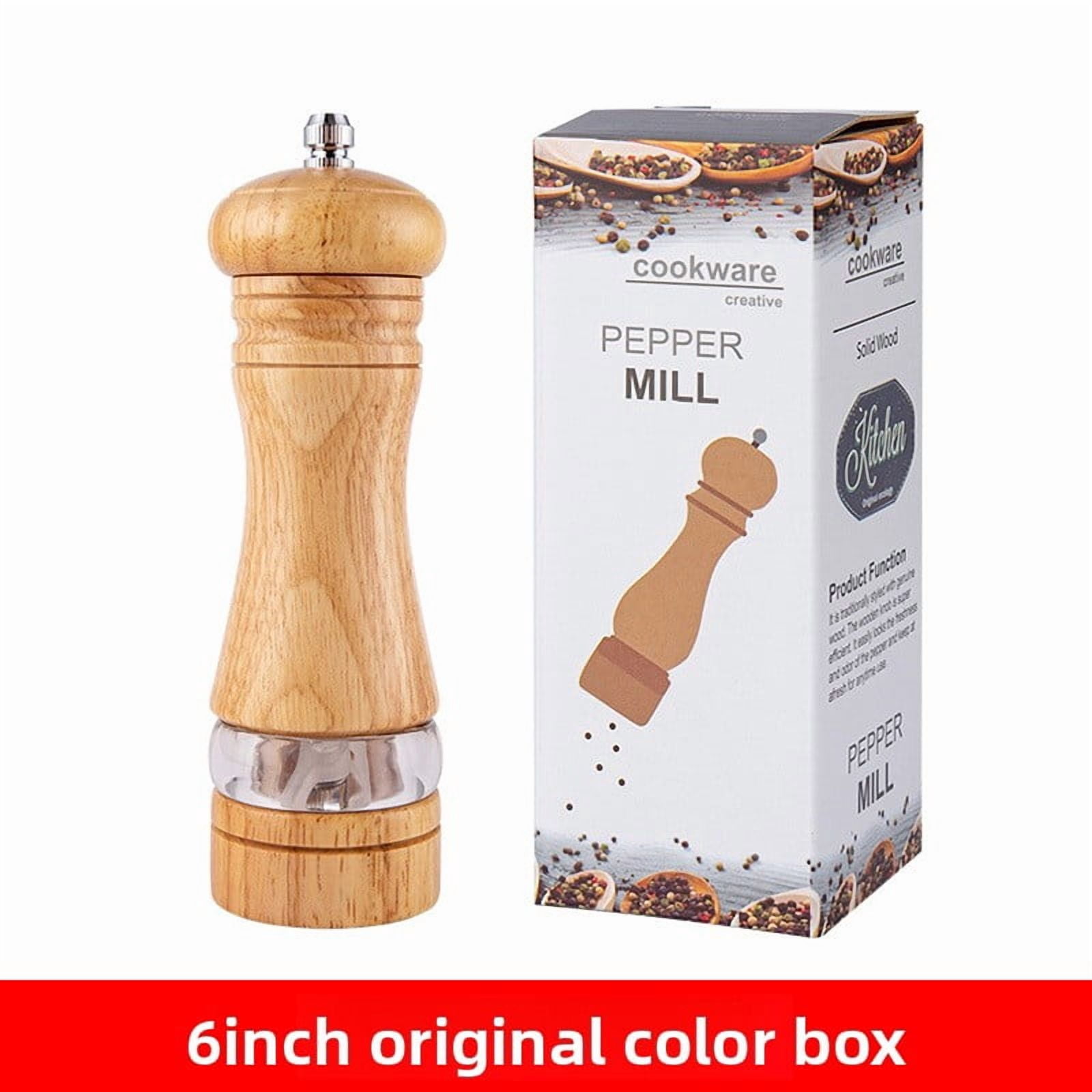 TL New Manual 6inch Pepper Grinder Rubber Wood Sichuan Pepper Sea Salt Freshly Ground Pepper Powder Seasoning Jar Spice Grinder Bottle