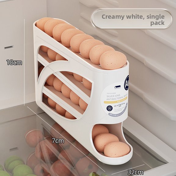 TL New Rolling Slide Egg Storage Box Food Grade Refrigerator Side Door Egg Box Special Fresh-keeping Box Organizer