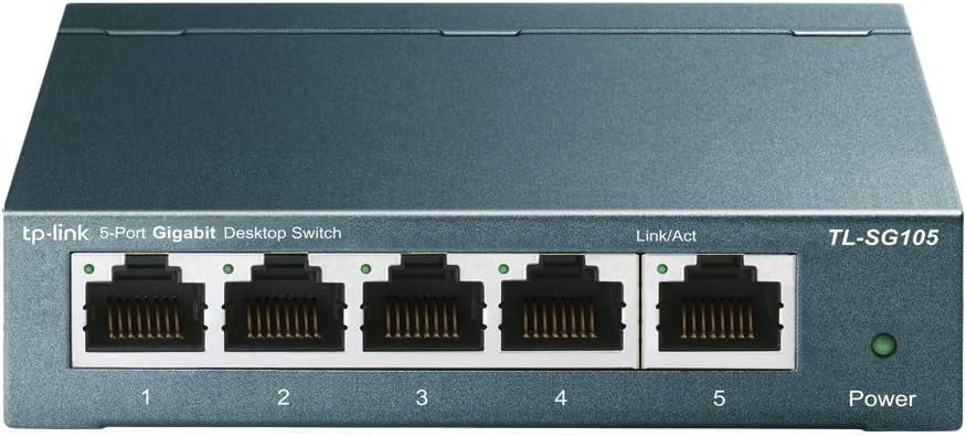 TL-SG105, 5 Port Gigabit Unmanaged Ethernet Switch, Network Hub, Ethernet Splitter, Plug & Play, Fanless Metal Design, Shielded Ports, Traffic Optimization