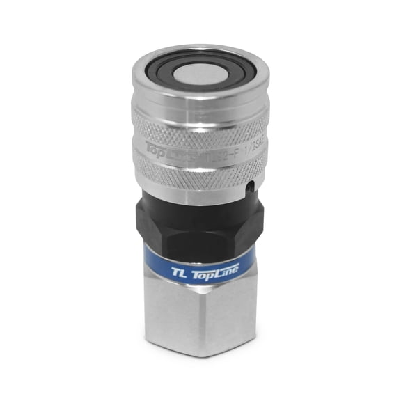 TL Topline 1/2" Body with 3/4" SAE O-Ring BOSS thread | Flat Face Hydraulic Quick Connect Coupler | Skid Steer Bobcat Attachment | ISO 16028 Heavy-Duty Coupling with Dust Cap | Model TL22-F