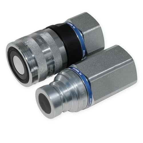 TL Topline 1" Body with 1-1/4 NPT Thread | High Flow | Flat Face Hydraulic Quick Connect Coupler | Heavy Machinery Attachment | ISO 16028 Heavy-Duty Coupling Sets with Dust Caps | Model TL94