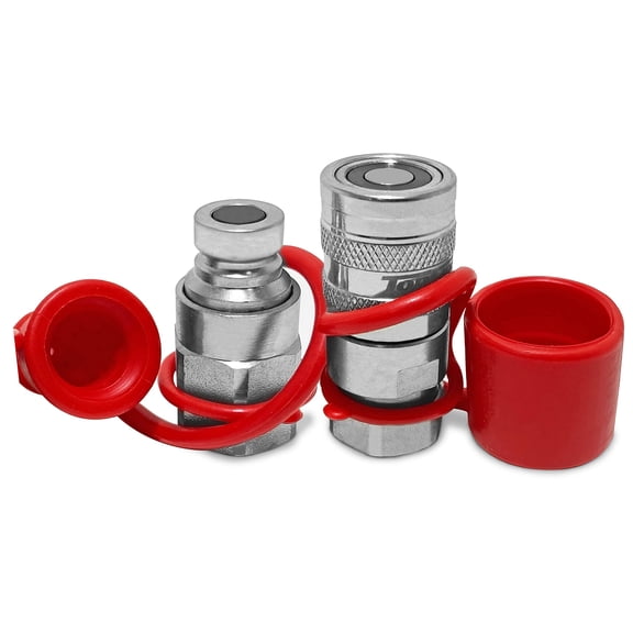 TL47 3/8 SAE Thread Flat Face Quick Connect Hydraulic Couplers Set 1/4 body ISO 16028 with Dust Caps