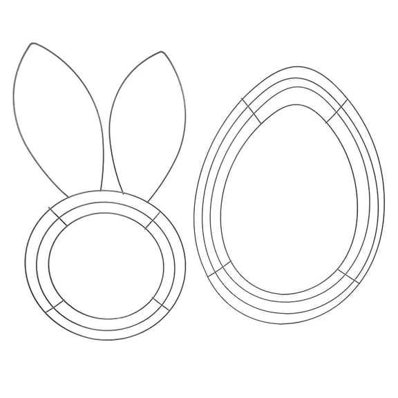 TLC Bunny and Egg Shaped Wire Wreath Frames Easter Or Anytime Decoration DIY (1 Set)