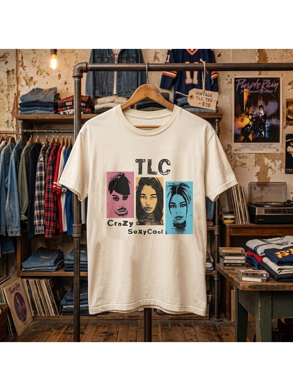 TLC CrazySexyCool Shirt, Vintage 90s R&B Tee, Retro Girl Group Graphic T-Shirt,Sand Color,Size XL