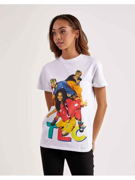 TLC R&B Music Band Unisex Graphic Print White Tee T-Shirt By Merch Traffic (X-Small, White)