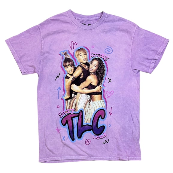 TLC R&B Music Band Unisex T-Shirt Purple Mineral Acid Vintage Wash Tee (Medium, Purple Mineral Wash)