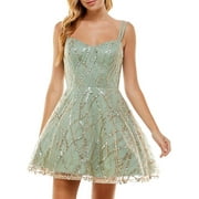 TLC Say Yes To The Prom Womens Juniors Embellished Short Fit & Flare Dress