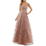 TLC Say Yes To The Prom Womens Juniors Embroidered Mesh Evening Dress