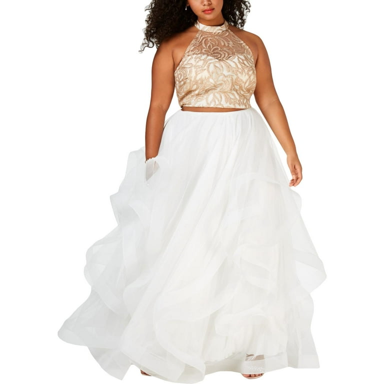 TLC Say Yes To The Prom Womens Plus Crop Glitter Formal Dress