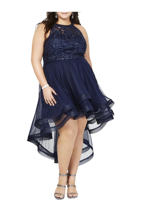 Womens Plus Sequined Glitter Evening Dress