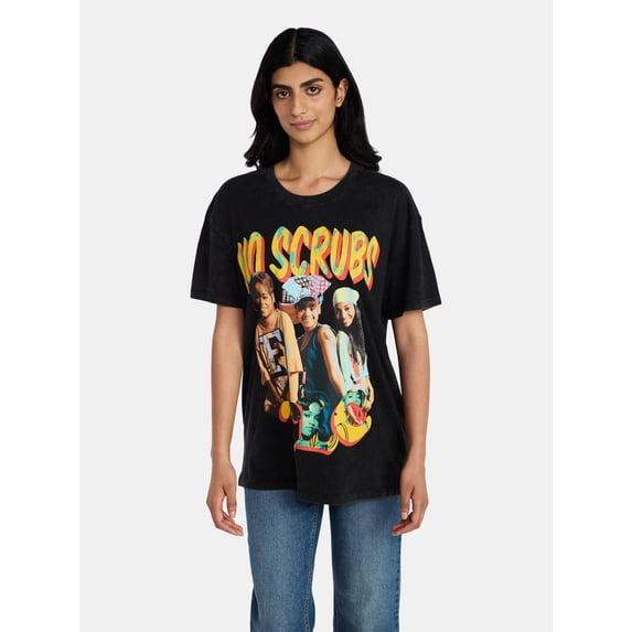 TLC Women's Front Back Graphic Band Tee with Short Sleeves, Sizes XXS-XXL