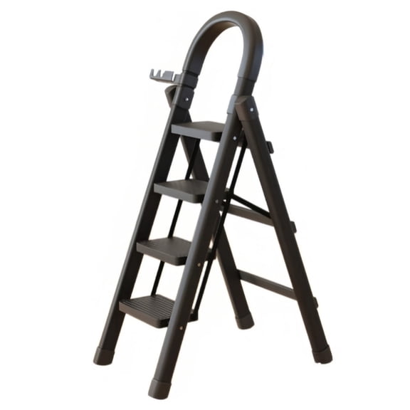 TLCEKVEC 4-Step Lightweight Folding Ladder,Portable Metal-Frame Step Stool,Slip-Resistant Design