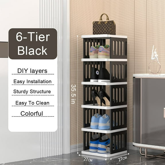 TLCEKVEC 6-Tier Corner Stackable Shoe Rack Organizer for Small Space