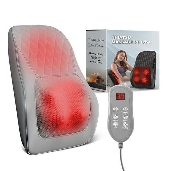 Nuvrek Shiatsu Neck and Shoulder Massager Pillow with 3D Deep Tissue Kneading