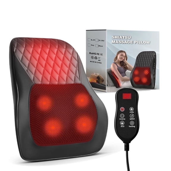 Nuvrek Shiatsu Neck and Back Massager Pillow with 3D Deep Tissue Kneading