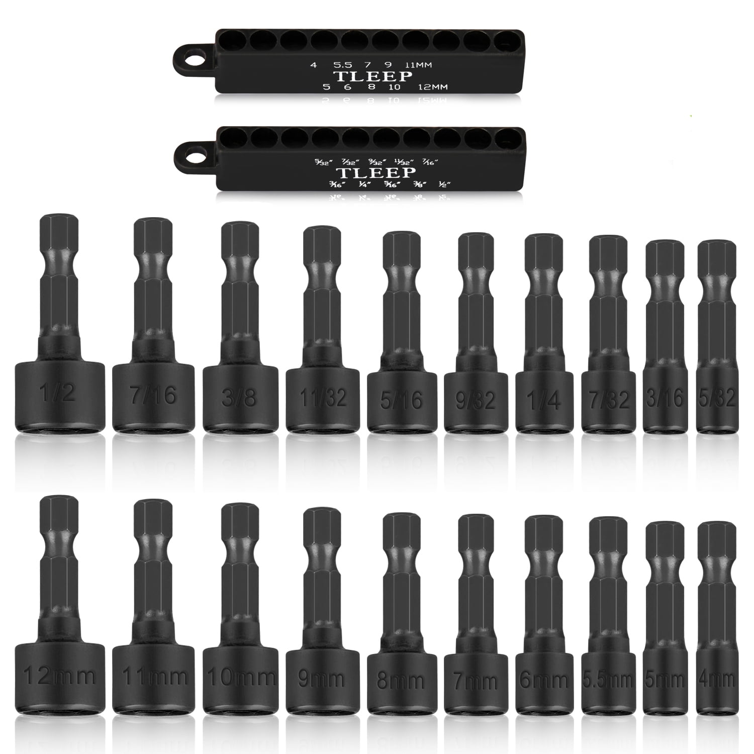 TLEEP 20PCS Power Nut Driver Set for Impact Drill, 1/4inch Hex Bit Set